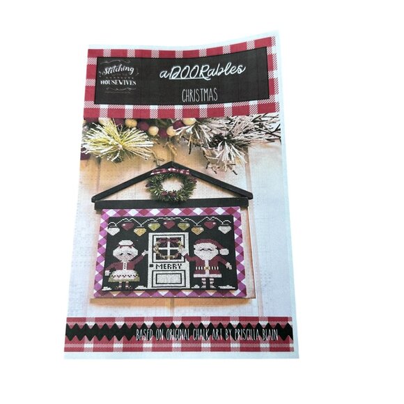 Christmas Cross Stitch Pattern aDOORables Santa Mrs. Claus Stitching Housewives - Picture 1 of 3